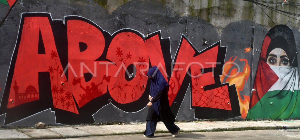 Mural Solidaritas Untuk Palestina Antara Foto