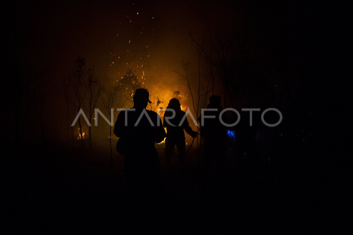 Upaya Pemadaman Karhutla Hingga Malam Hari Antara Foto