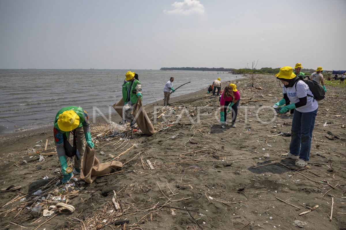 Aksi Bersih Sampah Di Pantai Tirang Semarang ANTARA Foto