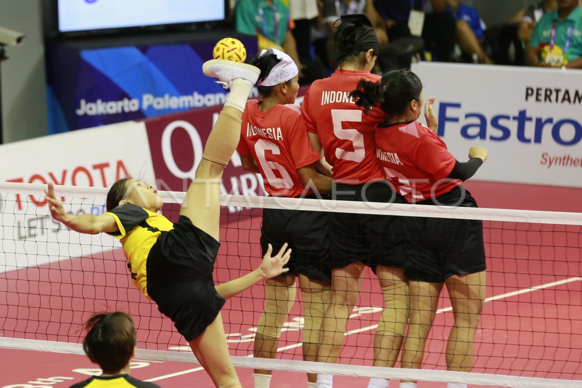 Semifinal Sepak Takraw Quadrant Putri Antara Foto