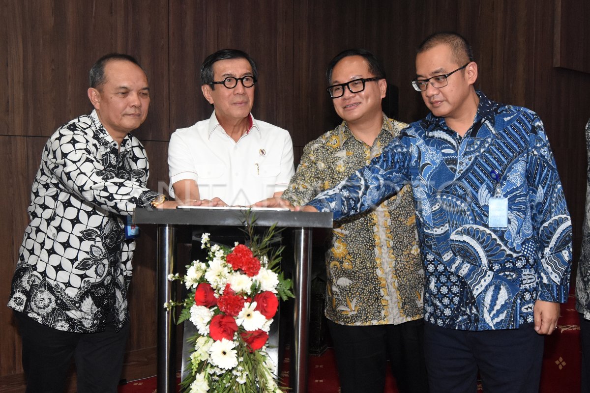 KERJA SAMA LAYANAN PEMBAYARAN PNBP BANK MANDIRI KEMENKUMHAM ANTARA Foto