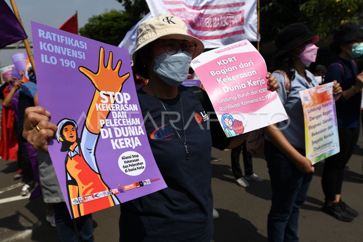 Unjuk Rasa Buruh Tuntut Ratifikasi Konvensi Ilo Antara Foto