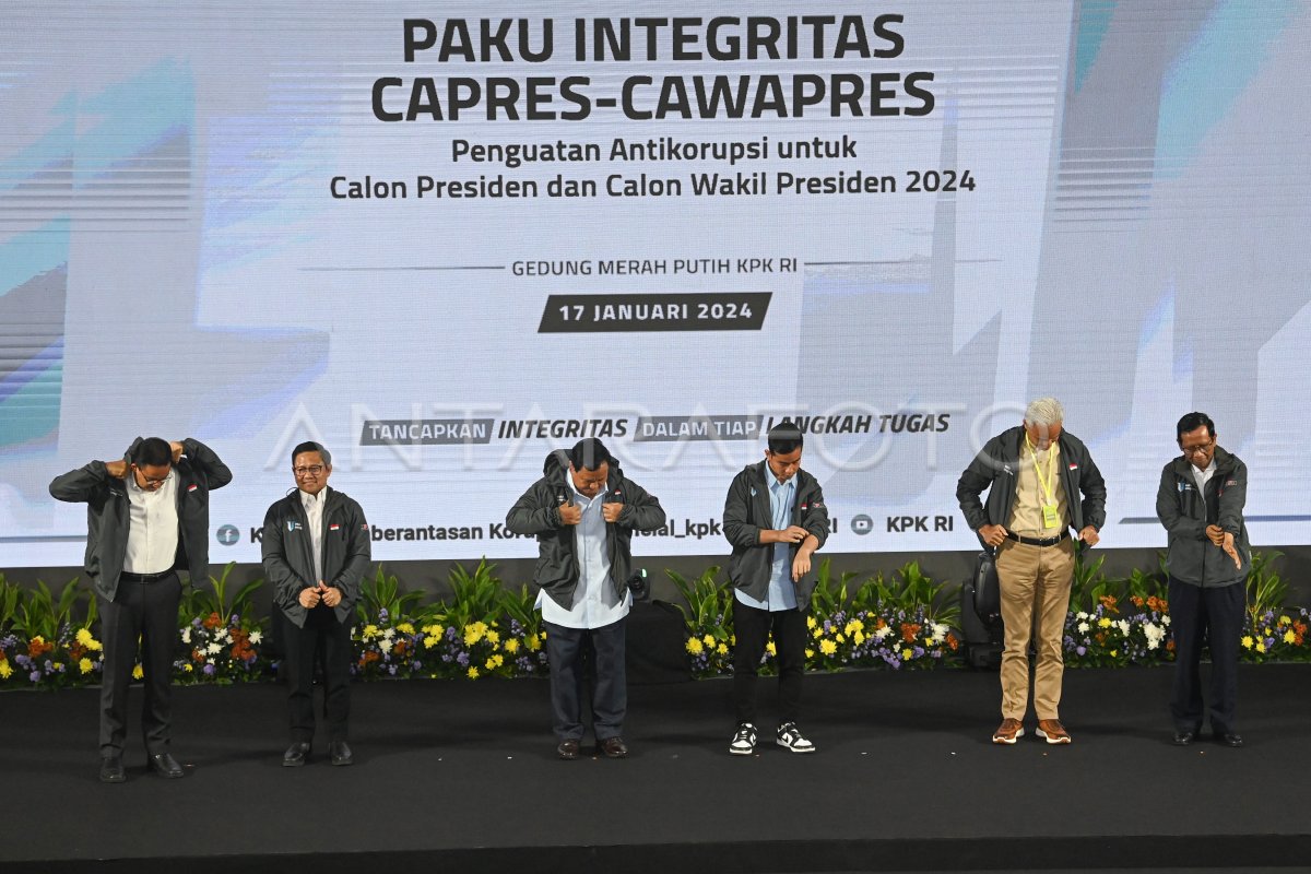 Paku Integritas Pemberantasan Korupsi Capres Cawapres ANTARA Foto