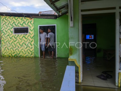 BANJIR ROB AKIBAT PENURUNAN PERMUKAAN TANAH ANTARA Foto