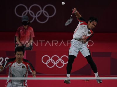 AHSAN HENDRA GAGAL KE FINAL ANTARA Foto