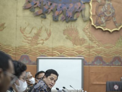 RAKER KOMISI VI DPR DENGAN MENTERI BUMN ANTARA Foto