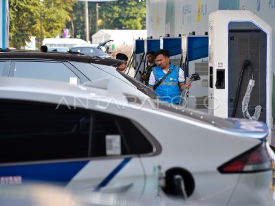 Stasiun Pengisian Kendaraan Listrik KTT ASEAN 2023 ANTARA Foto