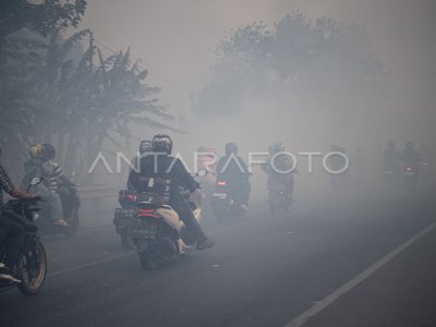 Asap Kebakaran Lahan Mengganggu Pengguna Jalan Antara Foto