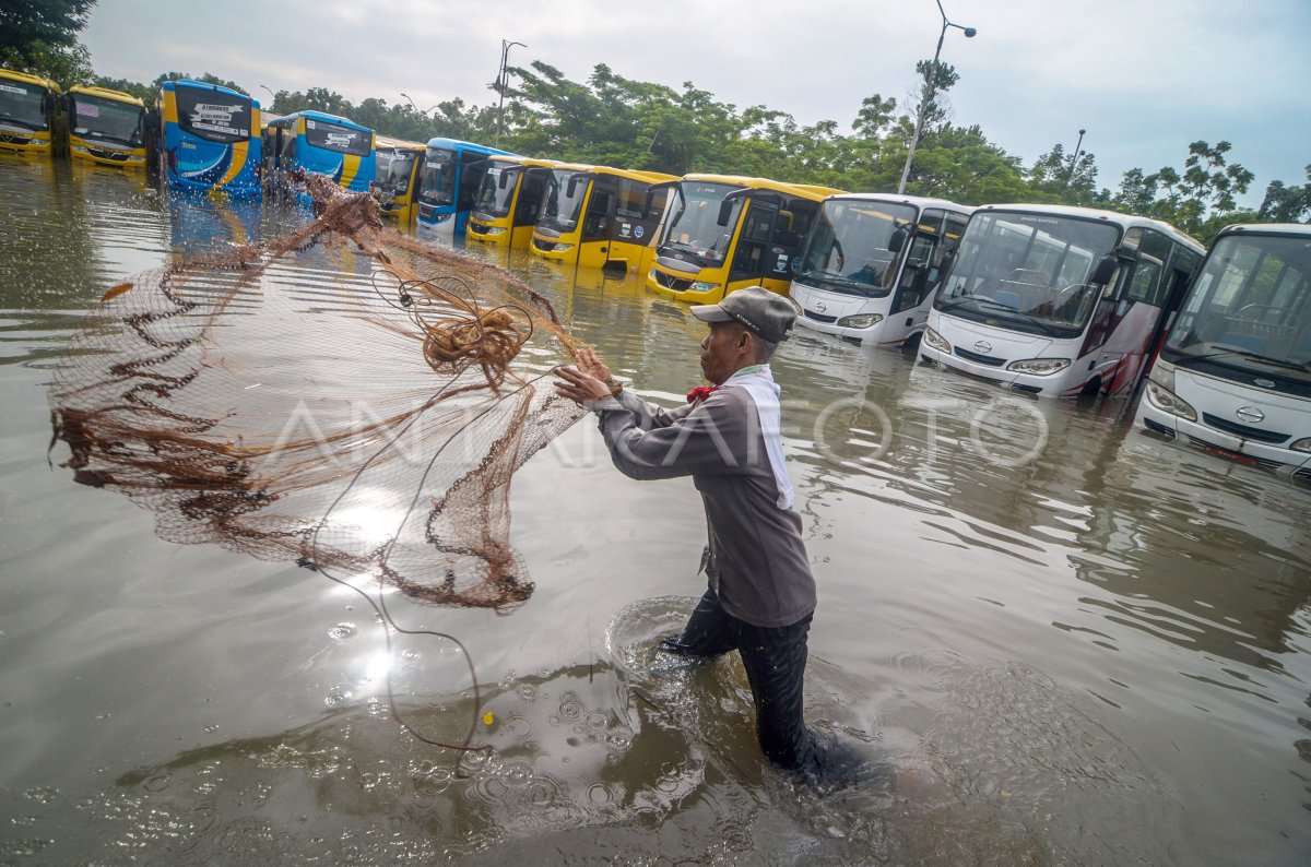 BUS SEKOLAH DAN TMB TERENDAM BANJIR | ANTARA Foto