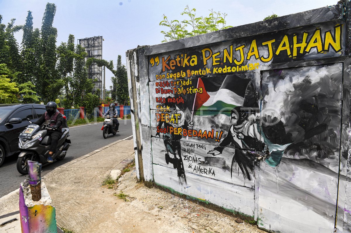 Mural Dukungan Untuk Kemerdekaan Palestina | ANTARA Foto