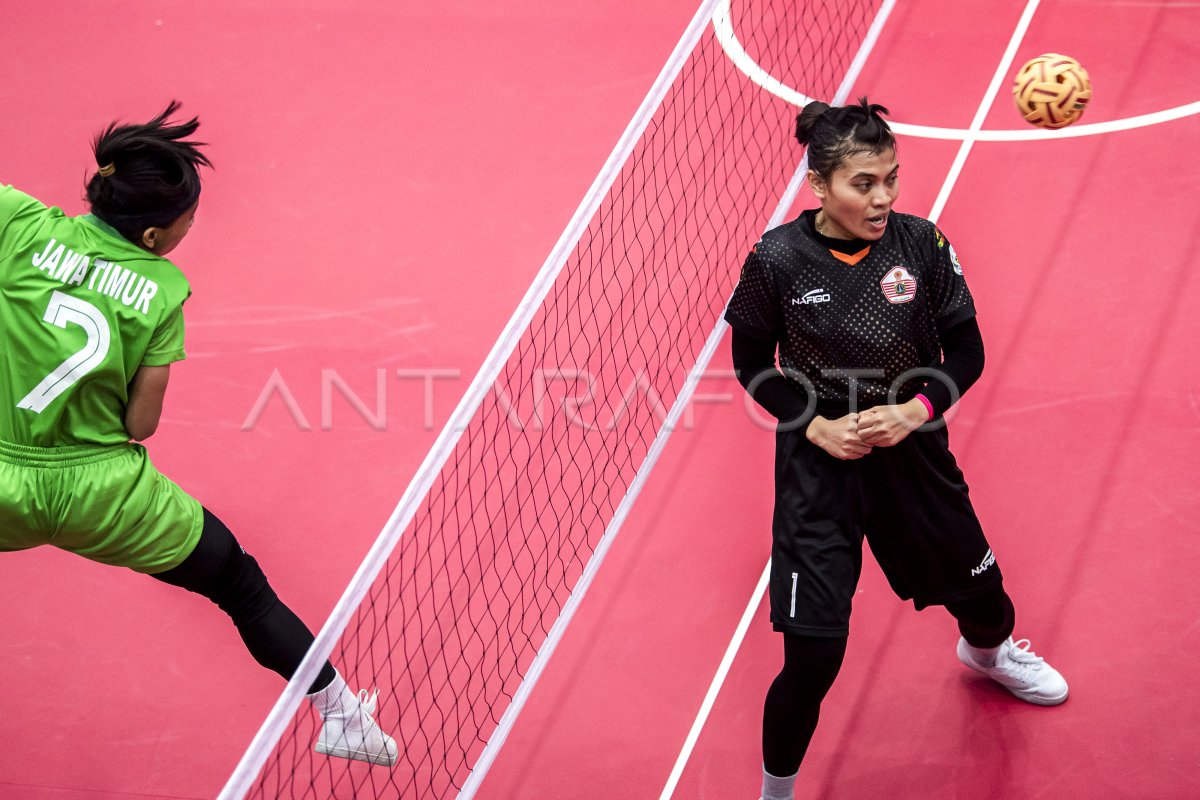 Final Sepak Takraw Ganda Putri Beregu Antara Foto