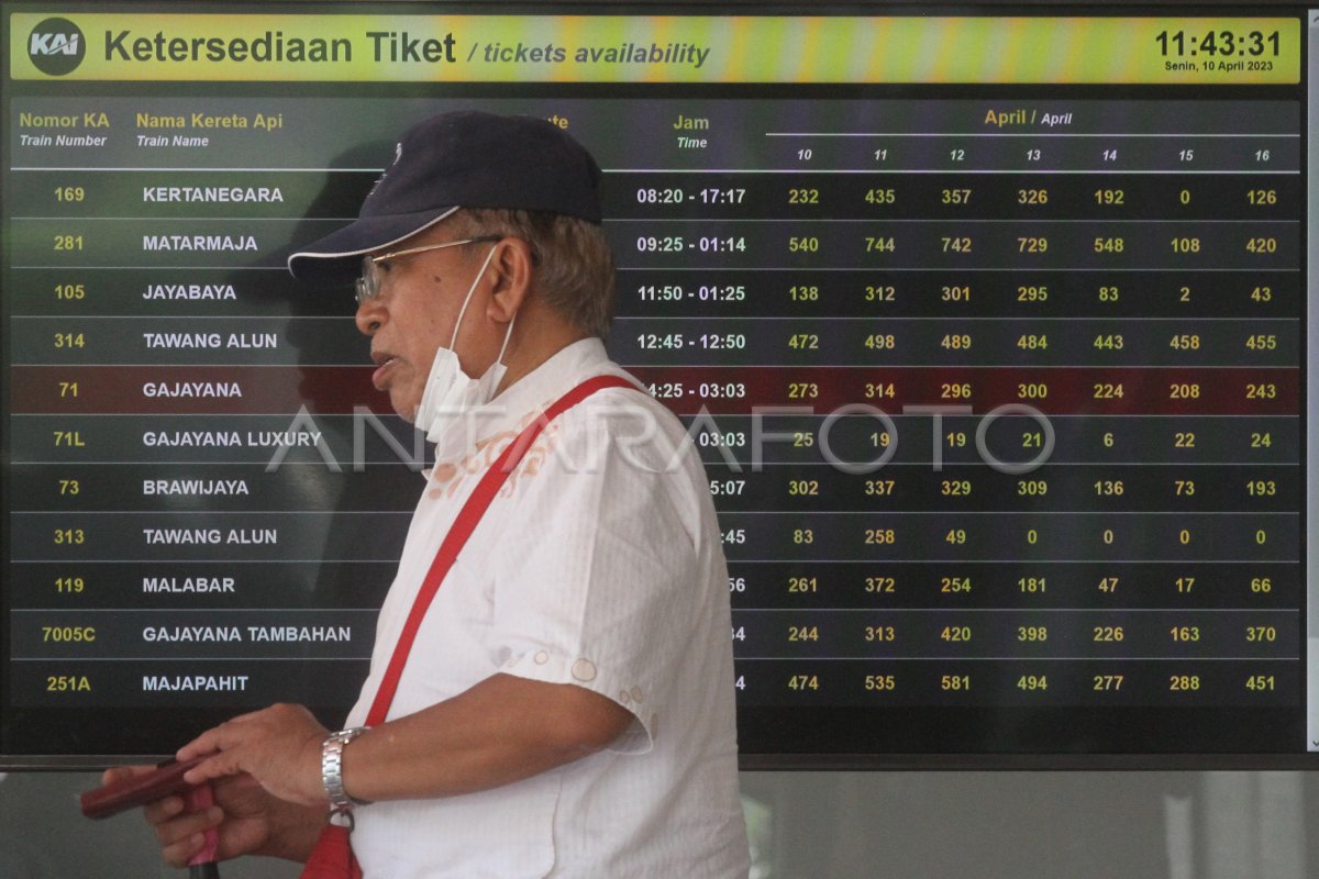 TINGKAT PEMESANAN TIKET KERETA API LEBARAN | ANTARA Foto