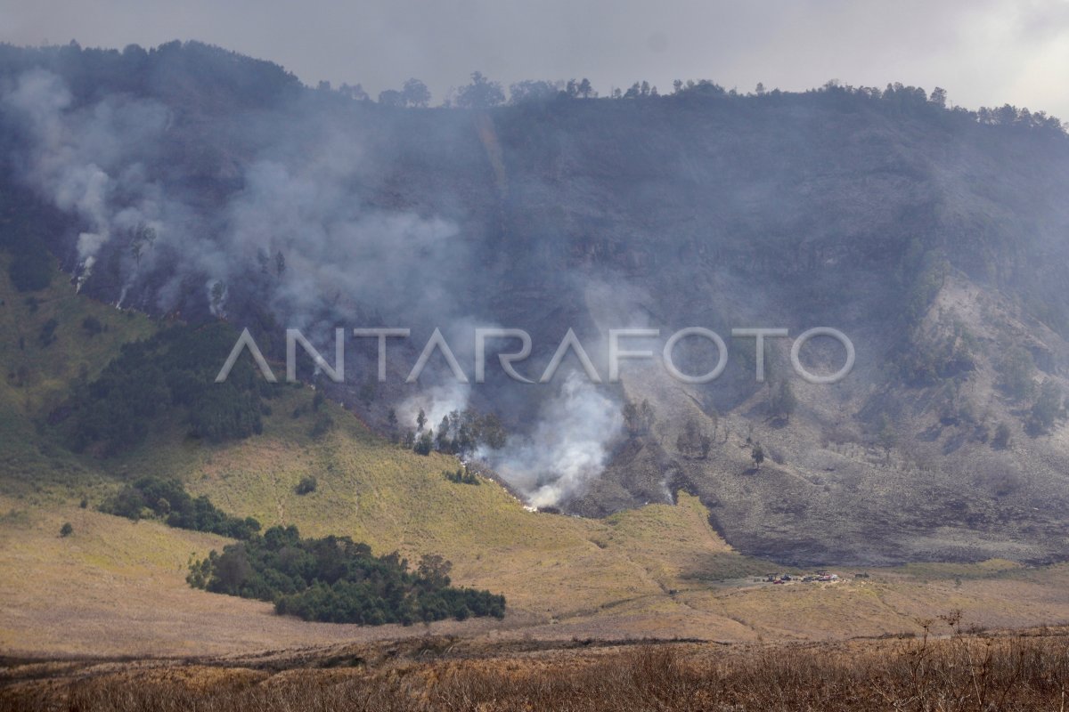 Pemadaman kebakaran kawasan savana Gunung Bromo