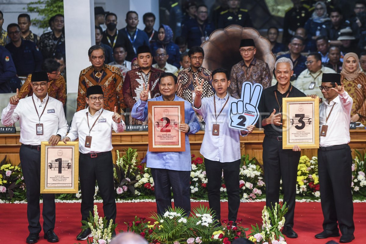 Penetapan nomor urut pasangan Capres dan Cawapres Pemilu 2024 | ANTARA Foto