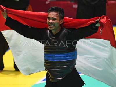 FINAL PENCAK SILAT KELAS B PUTRA INDONESIA VS MALAYSIA | ANTARA Foto