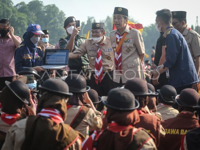 PRESIDEN JOKOWI KUNJUNGI JAMBORE NASIONAL GERAKAN PRAMUKA | ANTARA Foto